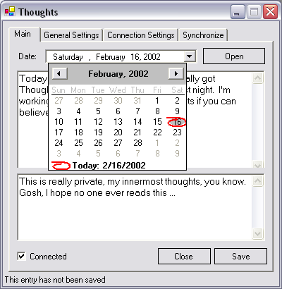 The primary interface showing the calendar control